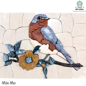 Enchanting Bird Mosaic Art | Handcrafted 40 x 60 cm Recycled Stone Artwork