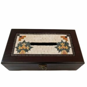 Mosaic Wooden Box with Two Trees (27 cm x 16 cm)