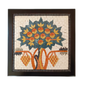 Madaba Tree Hand-Made 30 x 30 cm Mosaic Marble Tile Art – Vintage Wall Decor