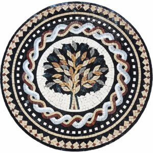 Jericho Tree with 3 Braids Round Mosaic – 50 x 50 cm